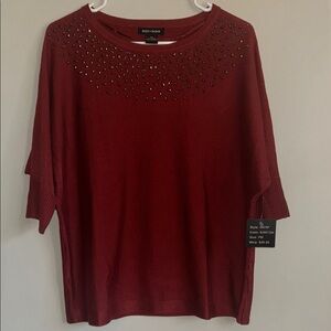 Select + Trend Brand Women's Chic Red Studded Top. NWOT.
